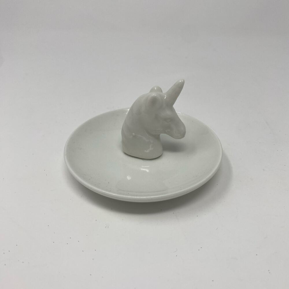 Unicorn white ceramic ring dish